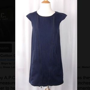 APC - Navy Zipper Trim Shift Dress M